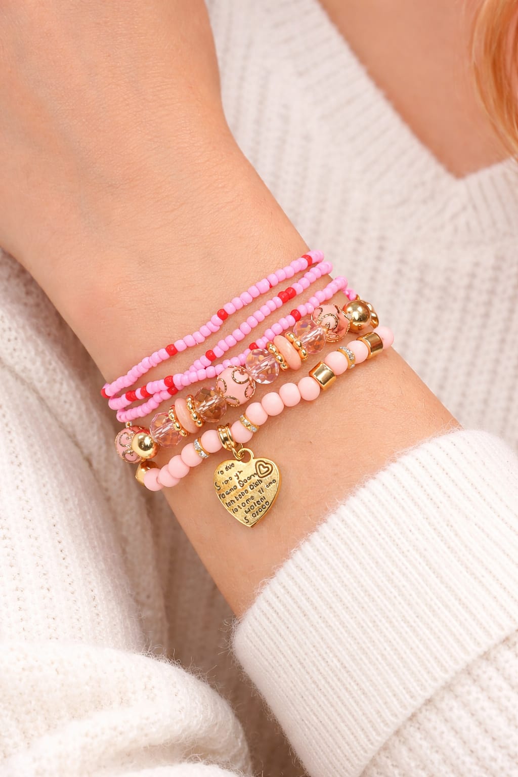 Pastel Charm Layered Bracelets