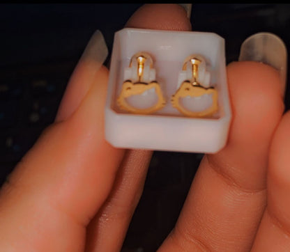 Golden Kitty Charm Studs