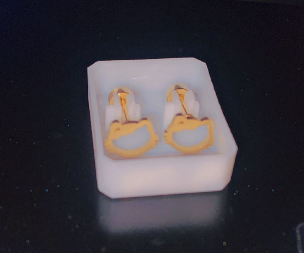 Golden Kitty Charm Studs