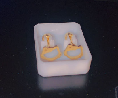 Golden Kitty Charm Studs
