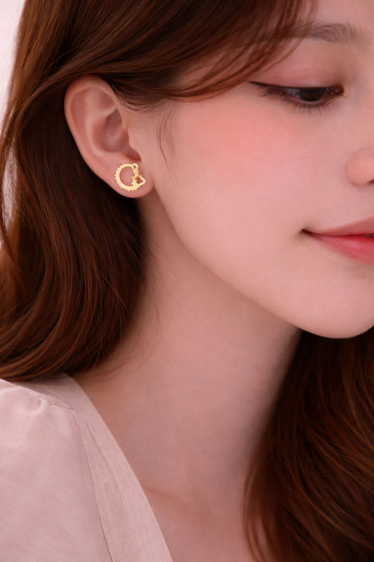 Golden Kitty Charm Studs