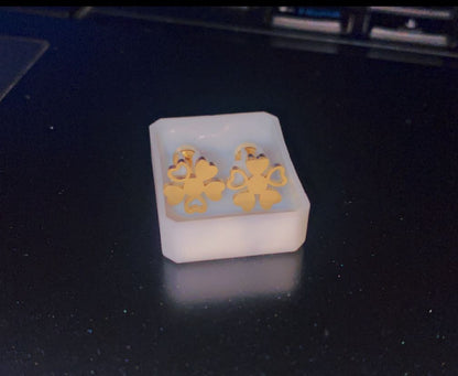 Gold Floral Heart Studs