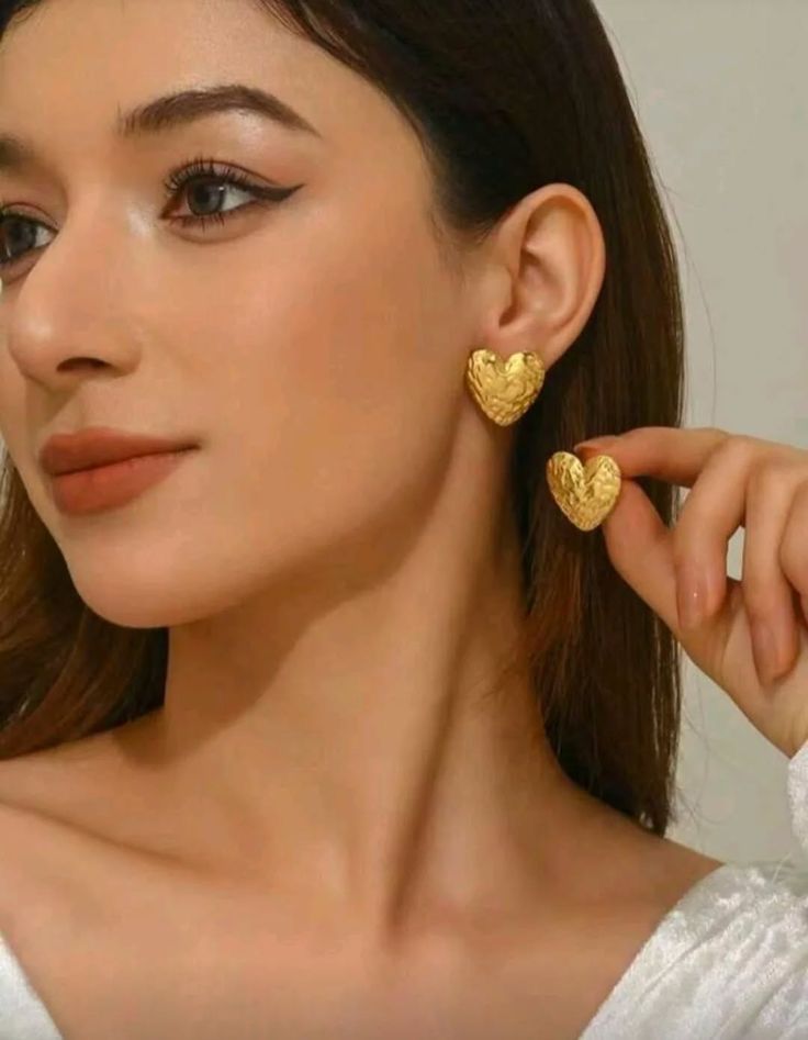 Golden Love Heart Studs