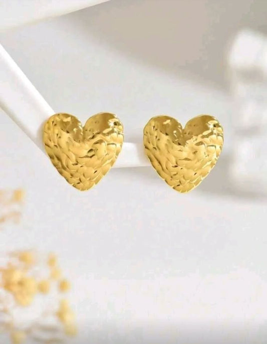 Golden Love Heart Studs