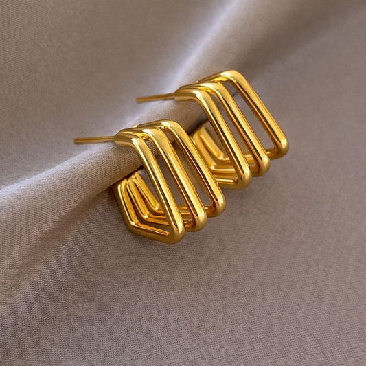 Geo Luxe Square Hoops