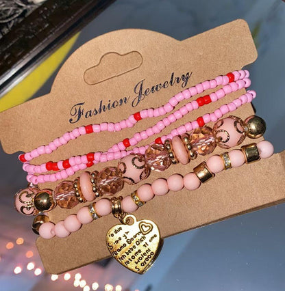 Pastel Charm Layered Bracelets