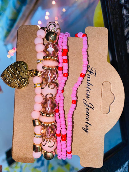 Pastel Charm Layered Bracelets