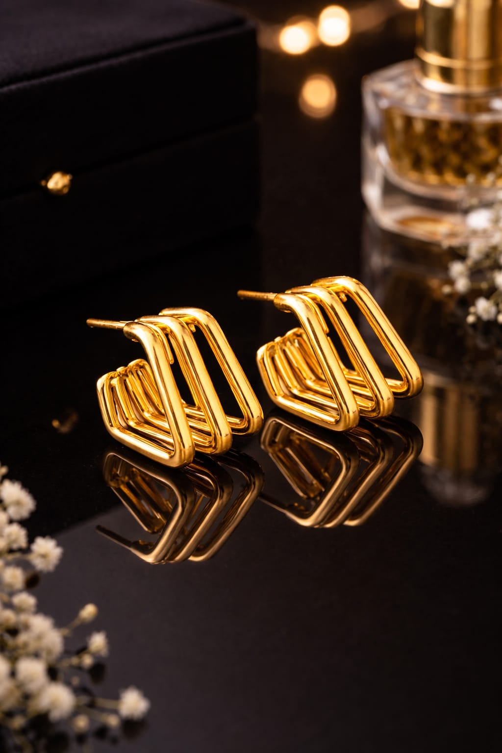 Geo Luxe Square Hoops