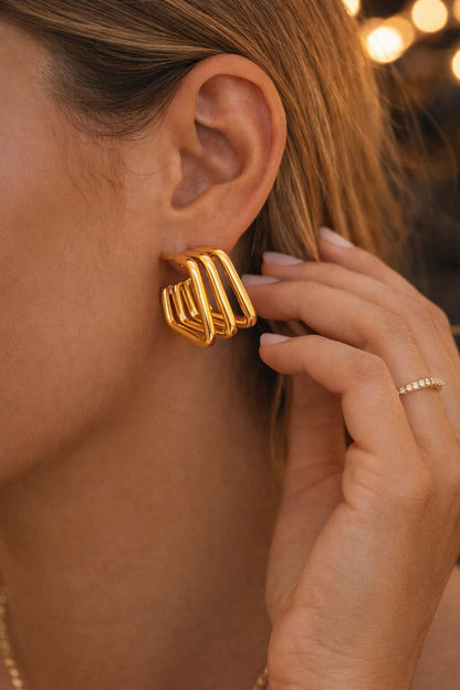 Geo Luxe Square Hoops