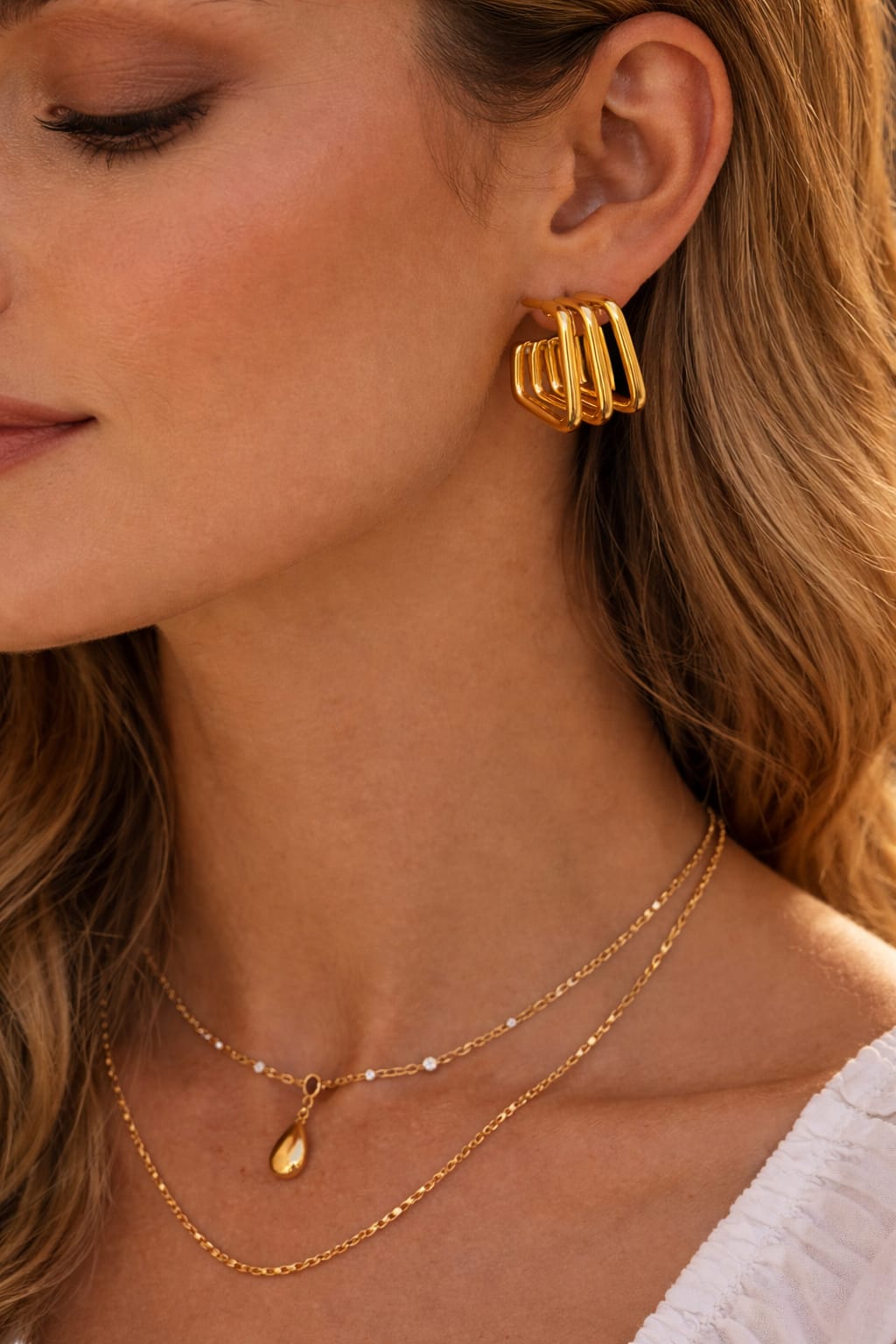 Geo Luxe Square Hoops