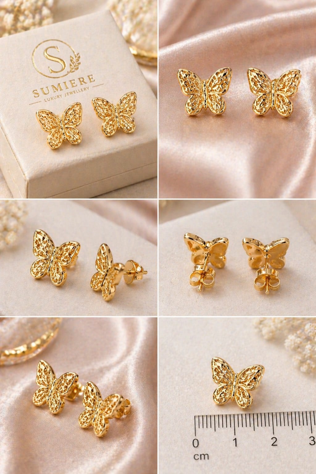 Golden Butterfly Elegance Studs