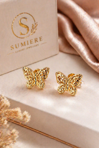 Golden Butterfly Elegance Studs