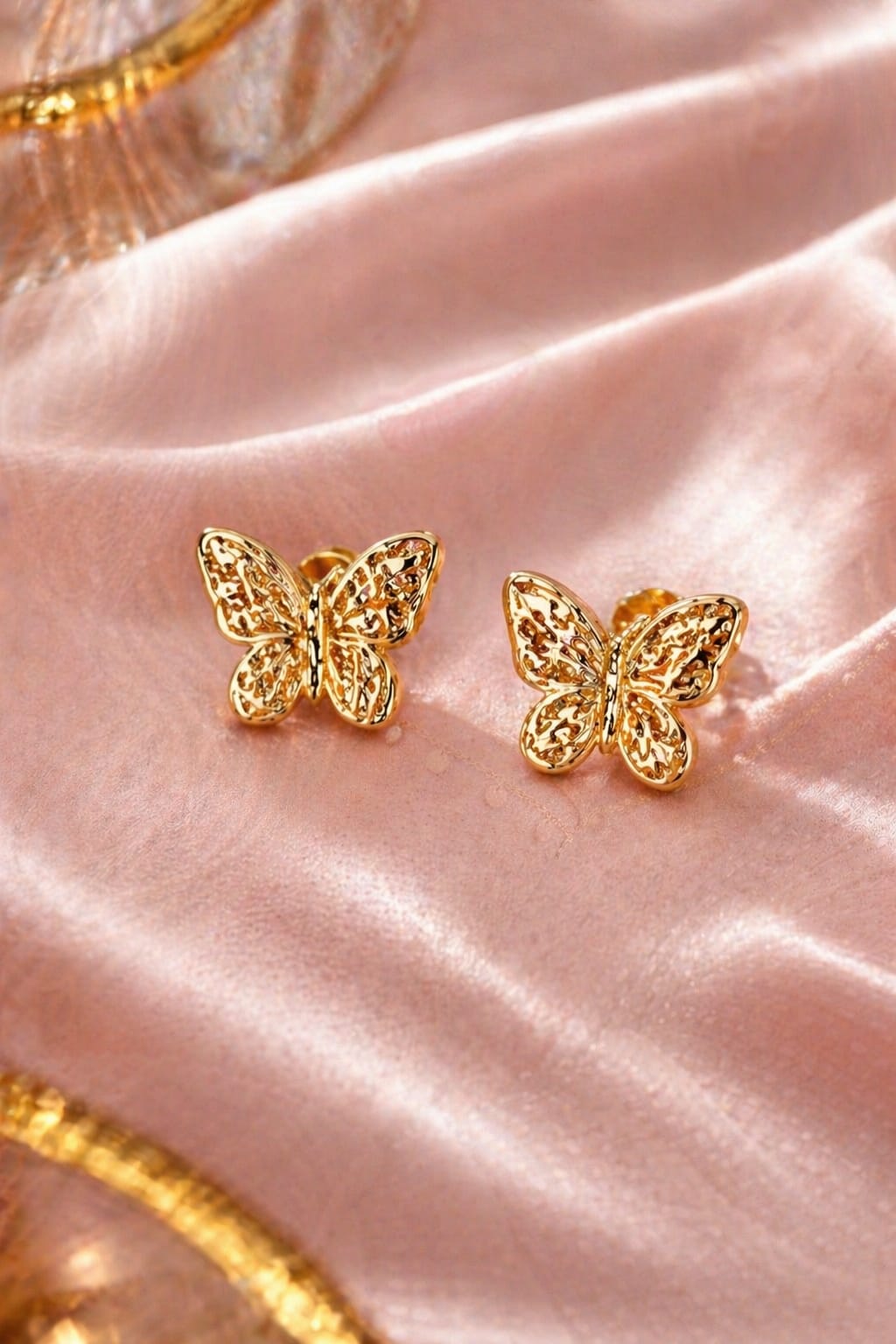 Golden Butterfly Elegance Studs