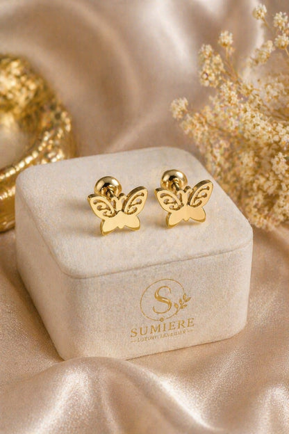 Golden Flutter Studs 🦋