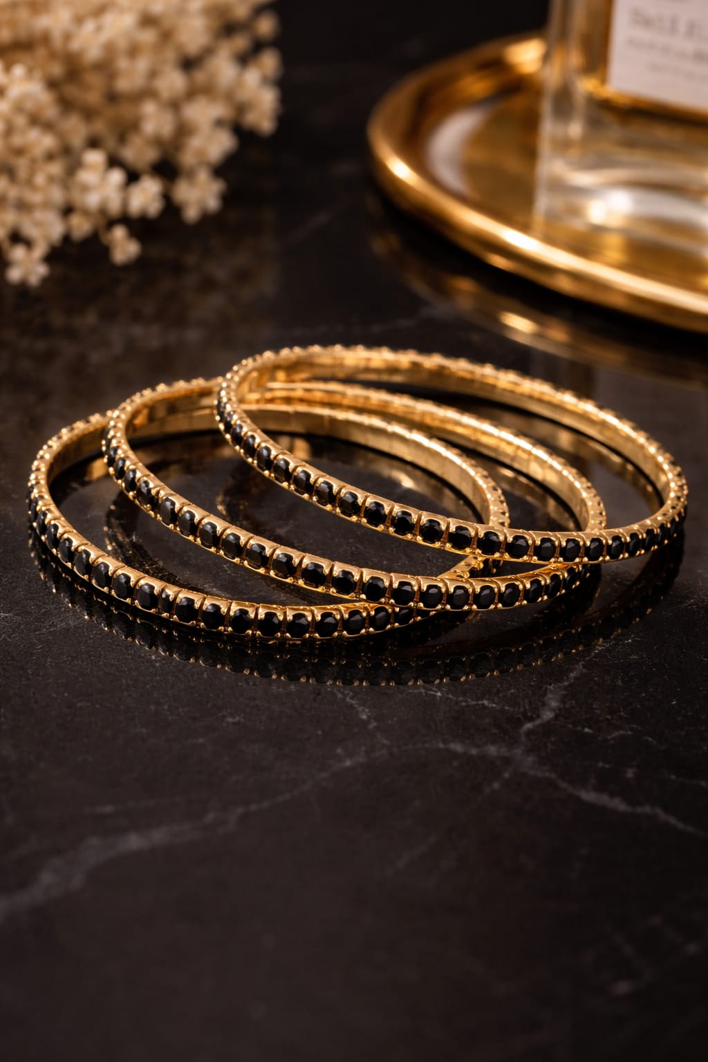 Noir Luxe Gold Bangles