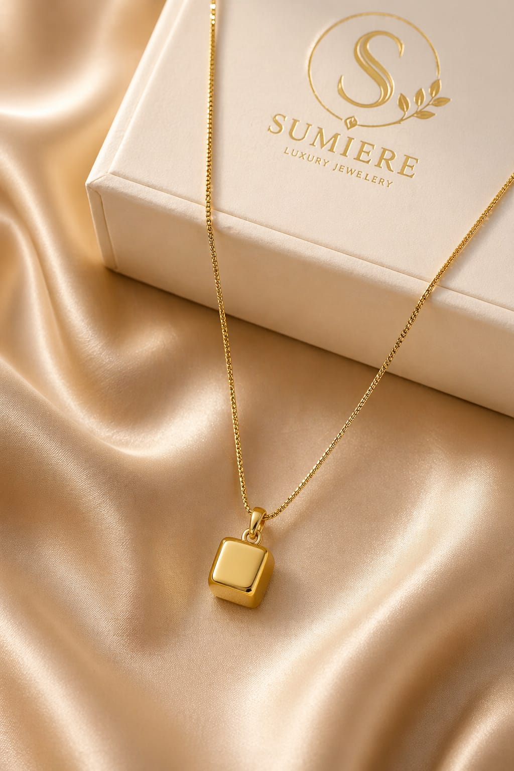Elegant Gold Cube Pendant