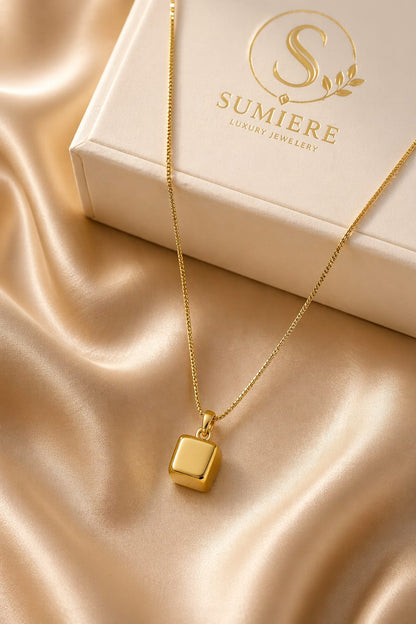 Elegant Gold Cube Pendant