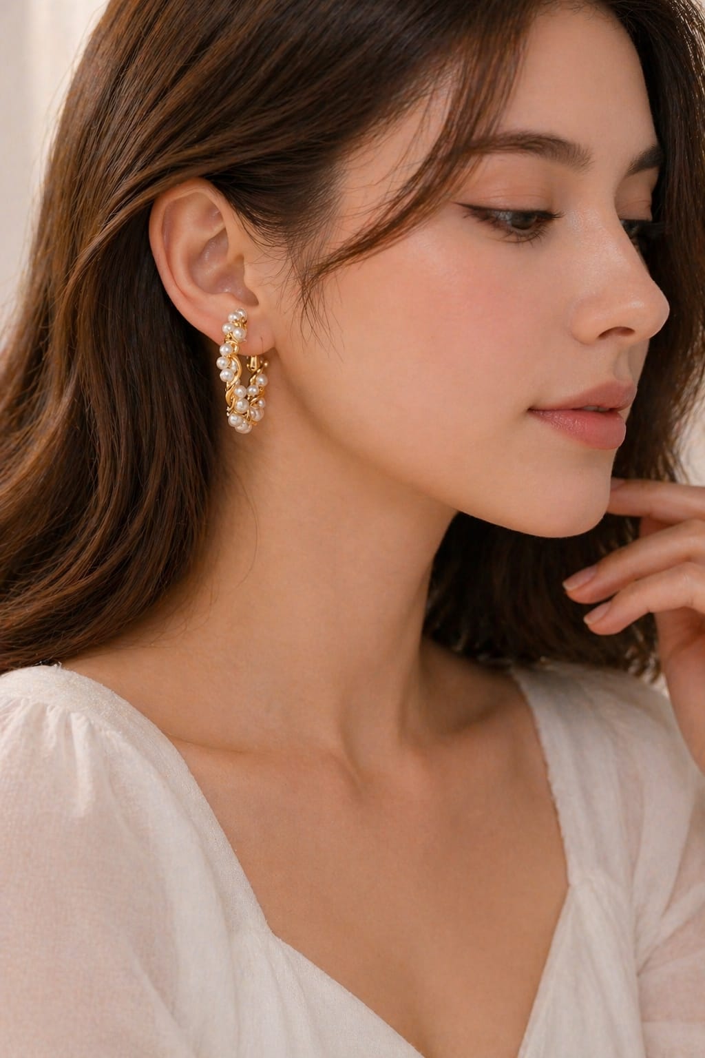Elegant Pearl Cluster Hoops